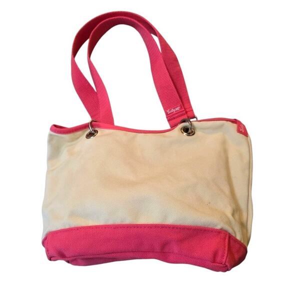 Thirty-One Canvas Crew Mini Natural with Pink - Picture 2 of 5